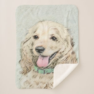 Cocker Spaniel Buff Painting - Original Dog Art Sherpa Blanket