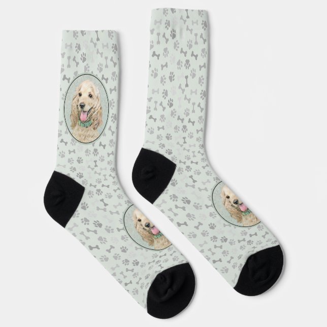 Cocker Spaniel Buff Painting - Original Dog Art Socks (Right)