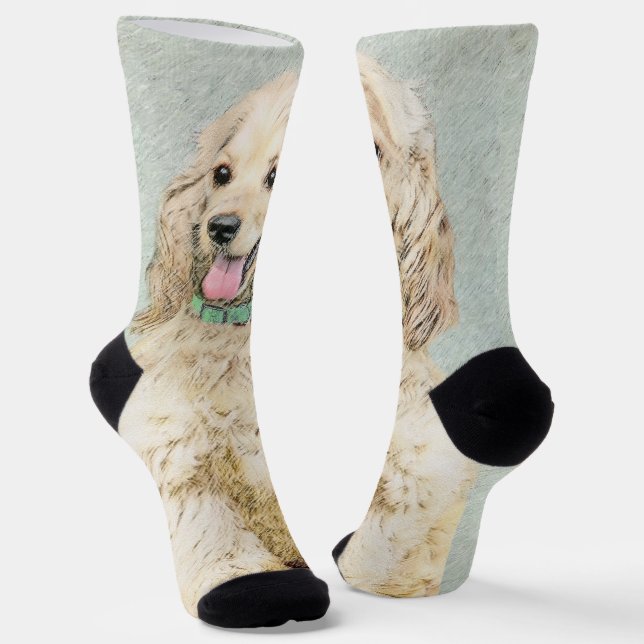 Cocker Spaniel Buff Painting - Original Dog Art Socks (Angled)
