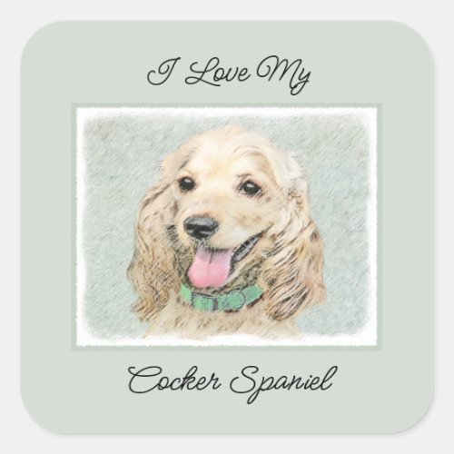 Cocker Spaniel Buff Painting _ Original Dog Art Square Sticker