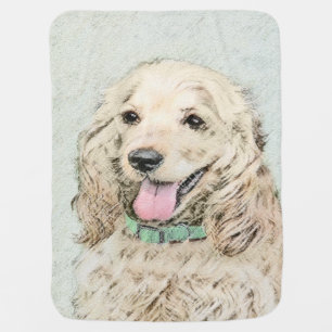 Cocker Spaniel Buff Painting - Original Dog Art Stroller Blanket