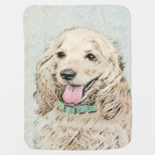 Cocker Spaniel Buff Painting _ Original Dog Art Stroller Blanket