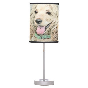 Cocker Spaniel Buff Painting - Original Dog Art Table Lamp