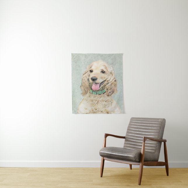 Cocker Spaniel Buff Painting - Original Dog Art Tapestry (In Situ)