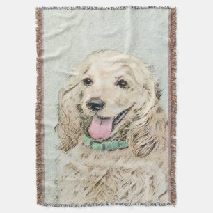 Cocker Spaniel Buff Painting - Original Dog Art Throw Blanket