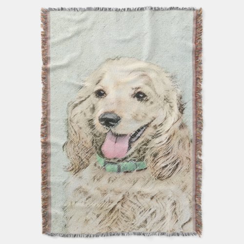 Cocker Spaniel Buff Painting _ Original Dog Art Throw Blanket