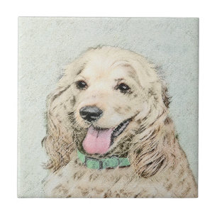 Cocker Spaniel Buff Painting - Original Dog Art Tile