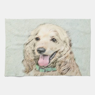 Cocker Spaniel Buff Painting - Original Dog Art Towel