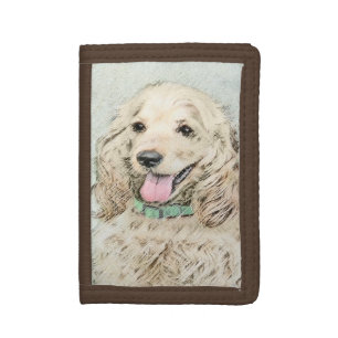 Cocker Spaniel Buff Painting - Original Dog Art Tri-fold Wallet