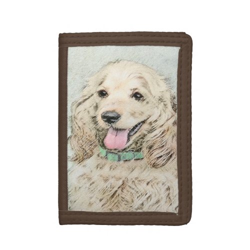 Cocker Spaniel Buff Painting _ Original Dog Art Tri_fold Wallet