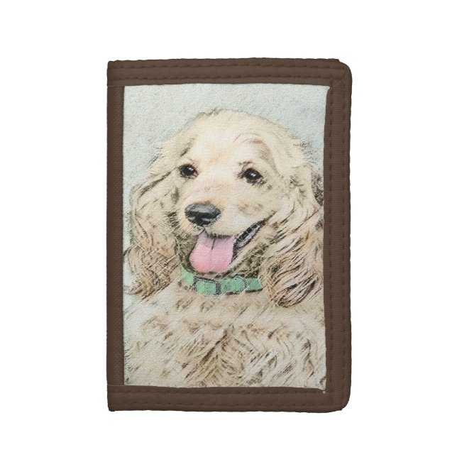 Cocker Spaniel Buff Painting - Original Dog Art Tri-fold Wallet (Front Vertical)