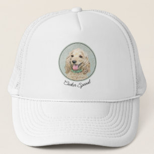 Cocker Spaniel Buff Painting - Original Dog Art Trucker Hat