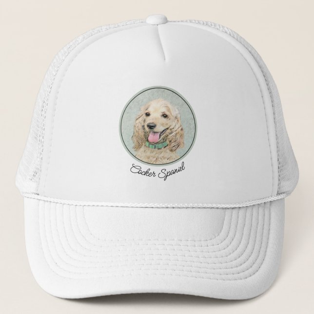 Cocker Spaniel Buff Painting - Original Dog Art Trucker Hat (Front)
