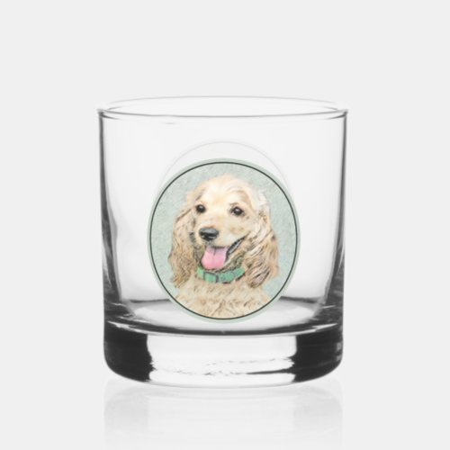 Cocker Spaniel Buff Painting _ Original Dog Art Whiskey Glass