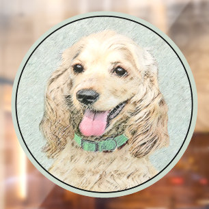 Cocker Spaniel Buff Painting - Original Dog Art Window Cling