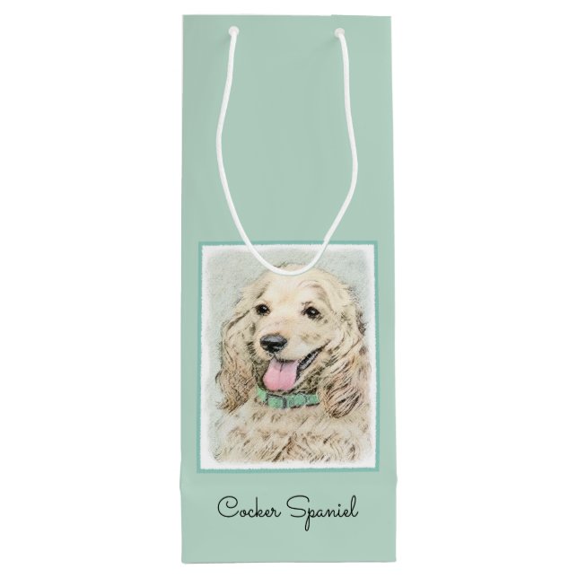 Cocker Spaniel Buff Painting - Original Dog Art Wine Gift Bag (Back)
