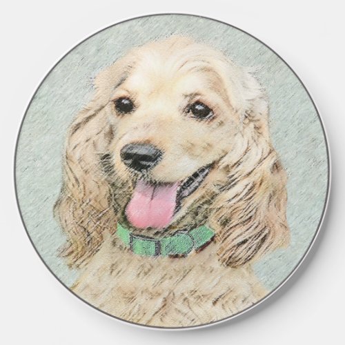 Cocker Spaniel Buff Painting _ Original Dog Art Wireless Charger