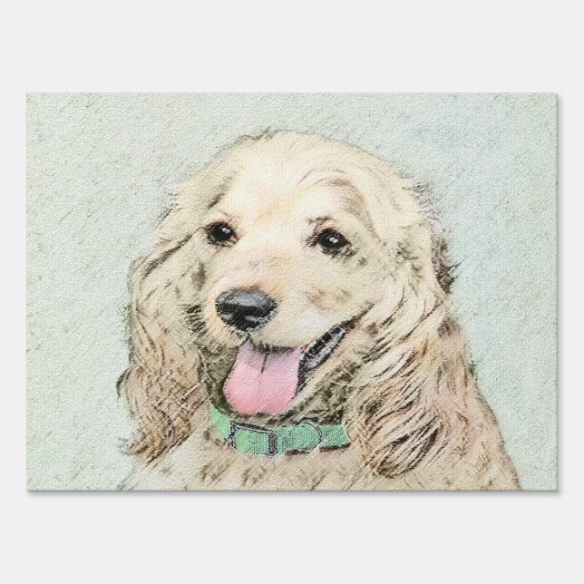 Cocker Spaniel Buff Painting - Original Dog Art Yard Sign (Front)