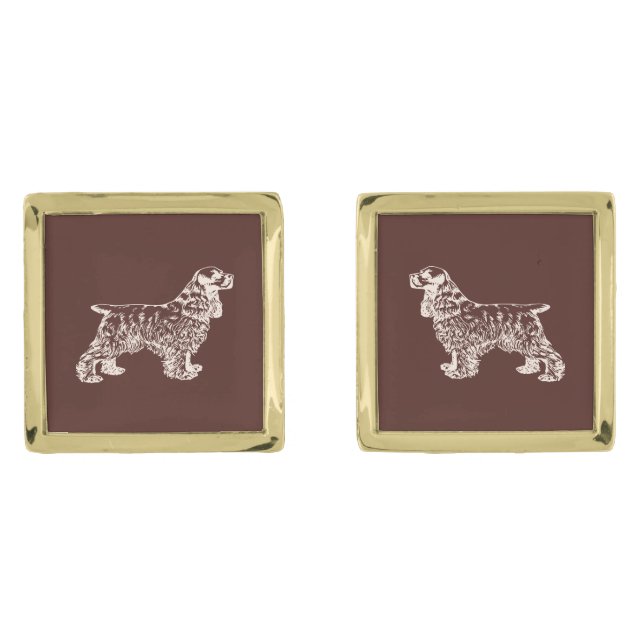 Cocker spaniel burgundy Cufflinks (Front)