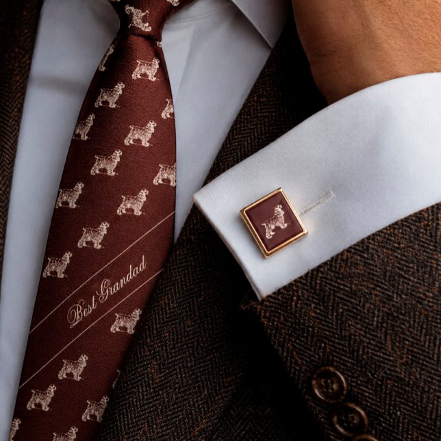 Cocker spaniel burgundy Cufflinks (Cufflinks with matching tie.)