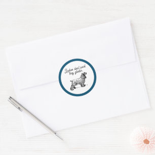 Cocker Spaniel Cartoon with Funny Pet Joke Classic Round Sticker