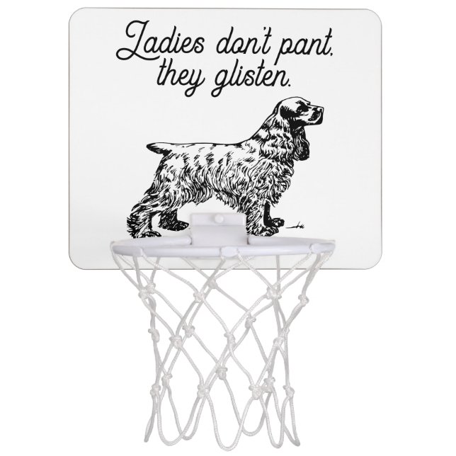 Cocker Spaniel Cartoon with Funny Pet Joke Mini Basketball Hoop (Front)