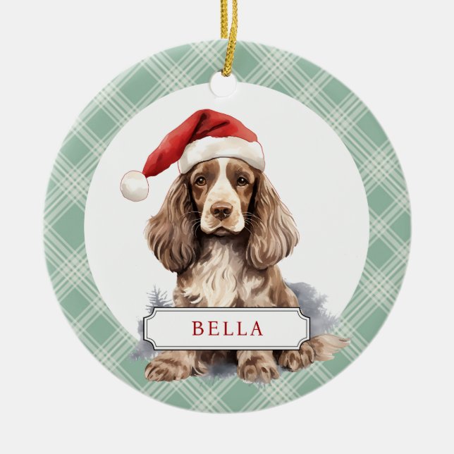 Cocker Spaniel Ceramic Circle Ornament (Front)