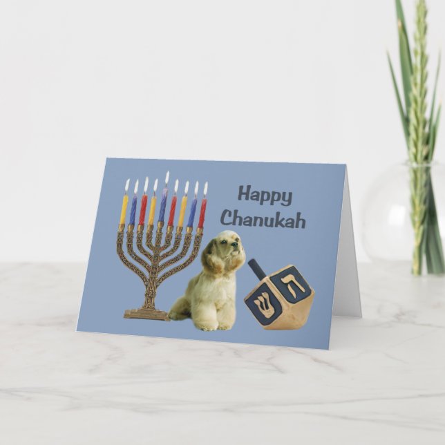 Cocker Spaniel Chanukah Card Menorah4 (Front)
