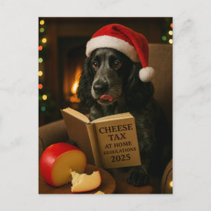Cocker spaniel 'Cheese Tax' Christmas postcard
