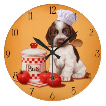 Cocker Spaniel Chef Design Large Clock by MarylineCazenave at Zazzle