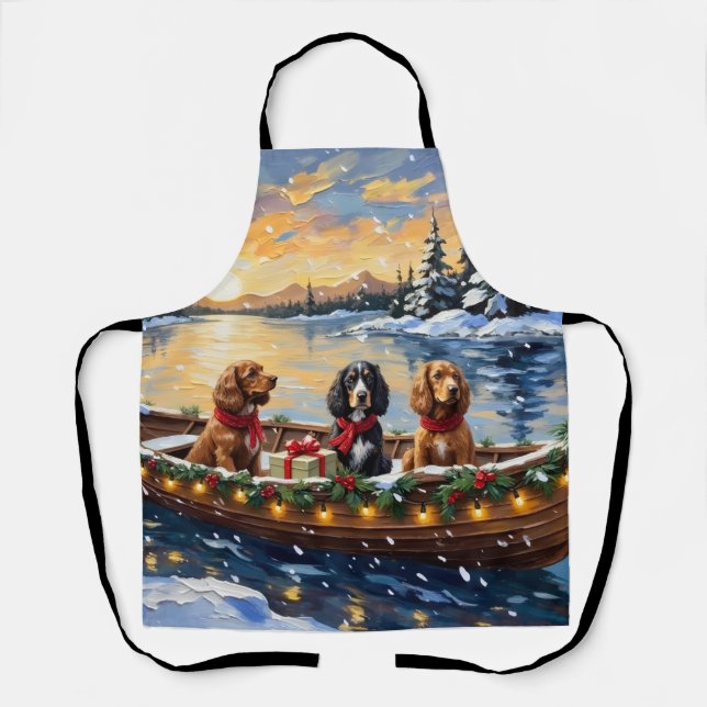 Cocker Spaniel Christmas Boat Holiday Apron (Front)