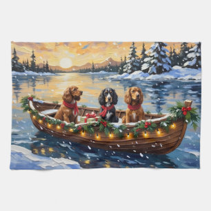 Cocker Spaniel Christmas Boat Holiday Kitchen Towel