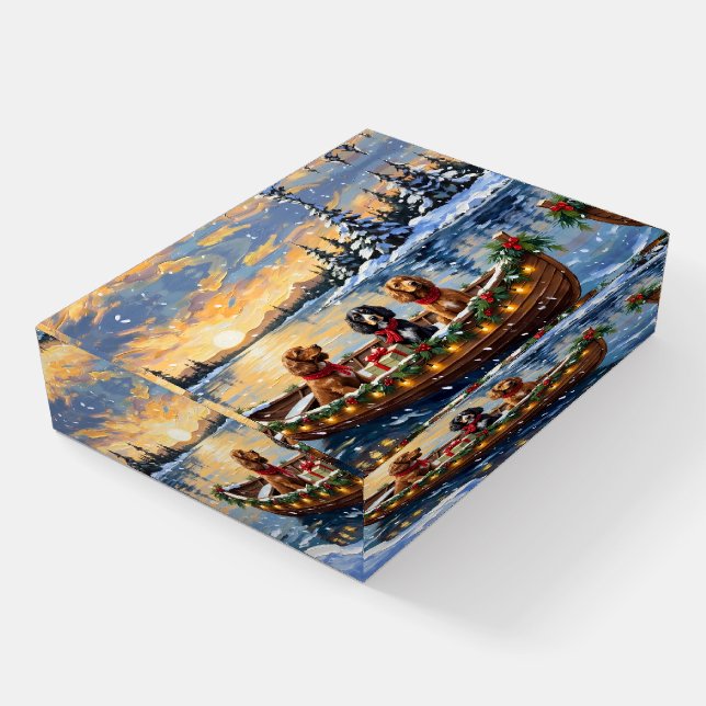 Cocker Spaniel Christmas Boat Holiday Paperweight (Angled)