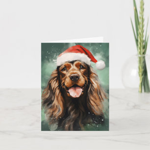 Cocker Spaniel Christmas brush painting artwork Card