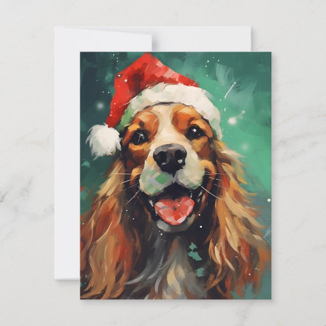 Cocker Spaniel Christmas brush painting artwork Holiday Card (Front)