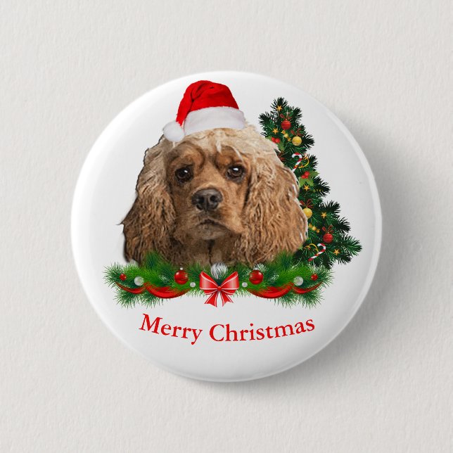 Cocker spaniel Christmas  Button (Front)