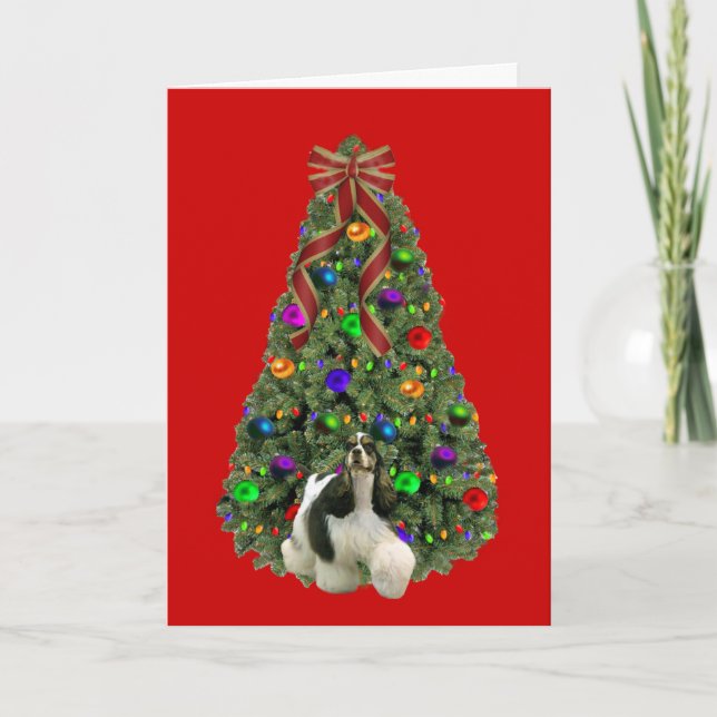 Cocker Spaniel Christmas Card Tree 2 (Front)