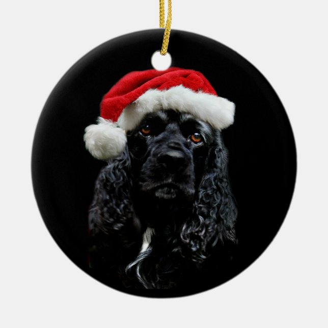 Cocker Spaniel Christmas Ceramic Ornament (Front)