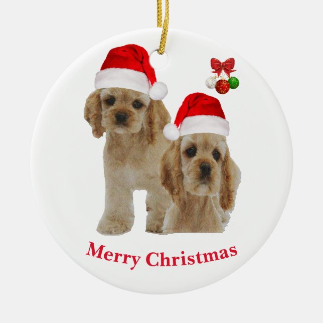 Cocker spaniel Christmas  Ceramic Ornament (Front)
