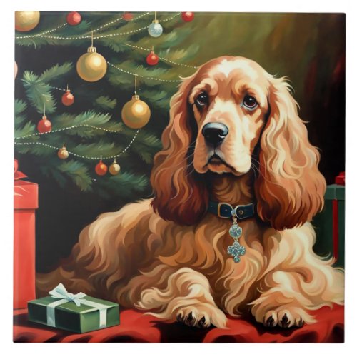 Cocker Spaniel Christmas Ceramic Tile