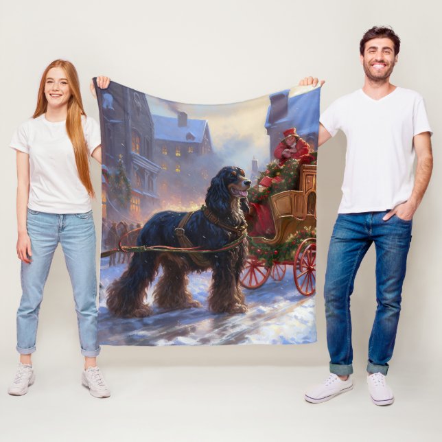 Cocker Spaniel Christmas Festive Season Fleece Blanket (In Situ)