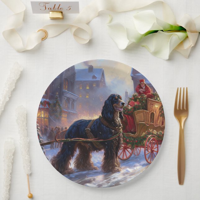 Cocker Spaniel Christmas Festive Season Paper Plates (Wedding)