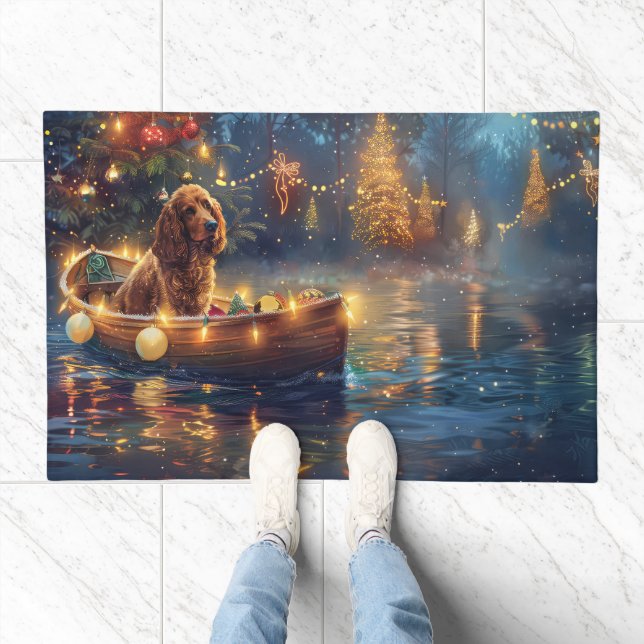 Cocker Spaniel Christmas Festive Voyage Doormat (Indoor)