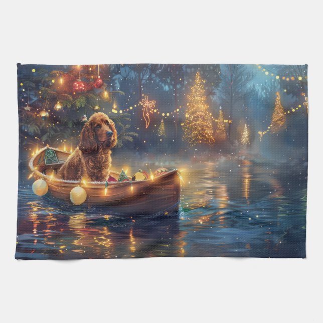 Cocker Spaniel Christmas Festive Voyage Kitchen Towel (Horizontal)