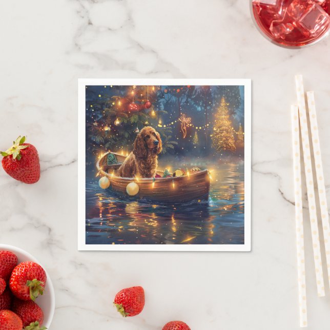 Cocker Spaniel Christmas Festive Voyage Napkins (Insitu)