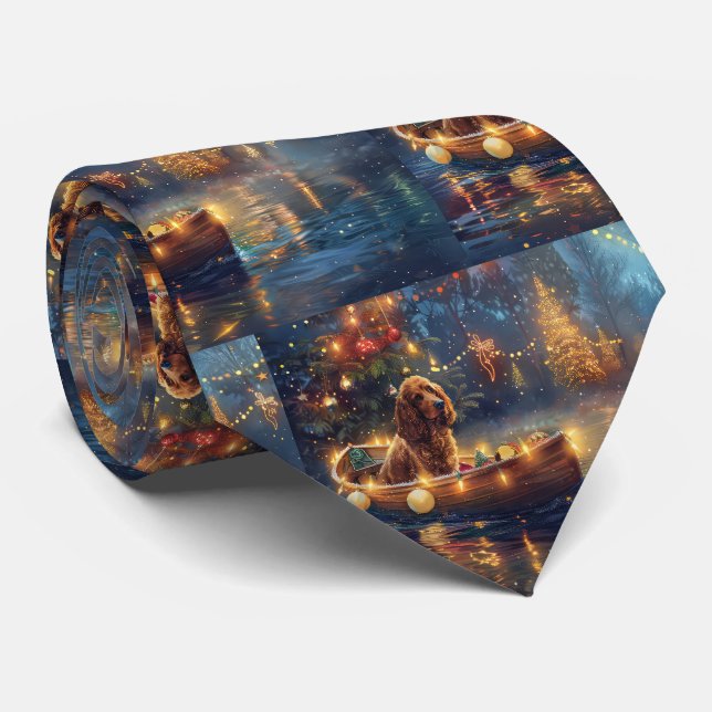 Cocker Spaniel Christmas Festive Voyage Neck Tie (Rolled)