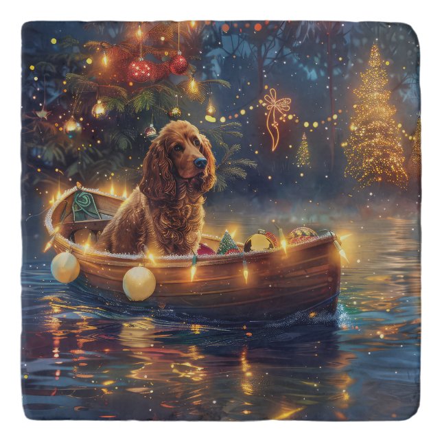 Cocker Spaniel Christmas Festive Voyage Trivet (Front)
