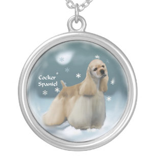 Cocker Spaniel Christmas Gifts Silver Plated Necklace