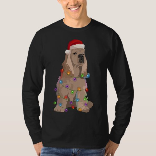 Cocker Spaniel Christmas Lights Xmas Dog Lover T_Shirt