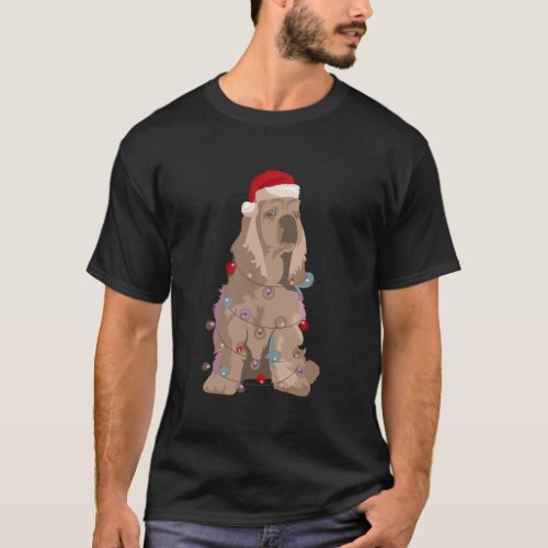 Cocker Spaniel Christmas Lights Xmas Dog Lover T_Shirt